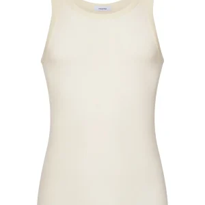 Merino Light - Canottiera spalla larga in costina di lana leggera - B.co Lana