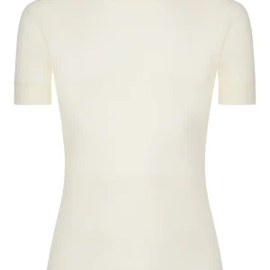 Merino Light - Maglietta girocollo in costina di lana leggera - B.co Lana