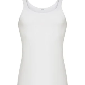 100 Cotone - Canottiera spalla stretta in costina di cotone - Bianco