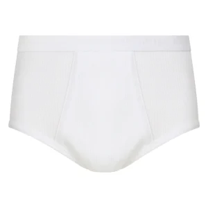 100 Cotone - Slip alto in costina di cotone - Bianco