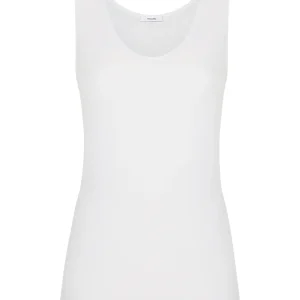 Filo di Scozia - Canottiera spalla larga in maglia unita di Filo di Scozia - Bianco