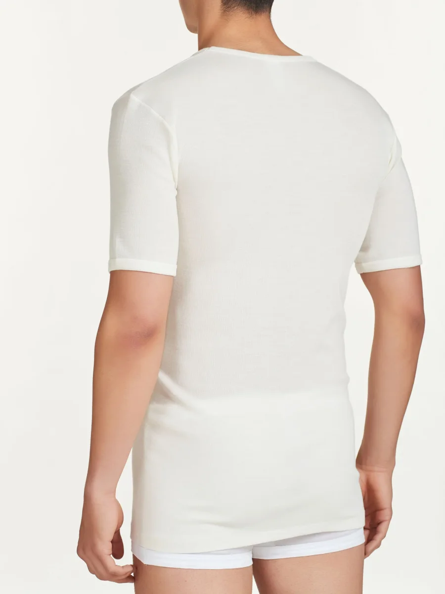 Merino Medium - Maglietta scollo a V in lana di peso medio - B.co Lana - immagine 4