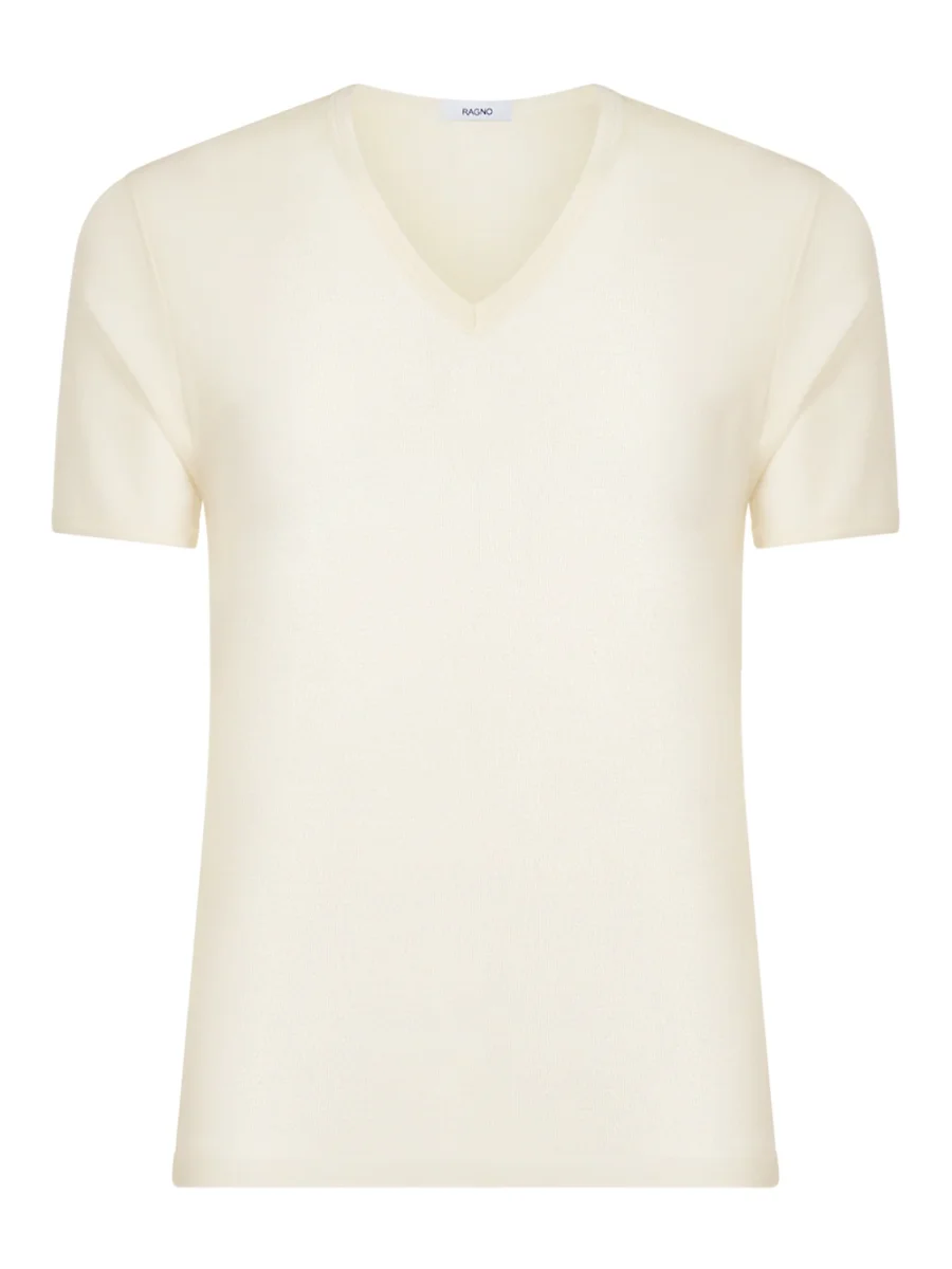 Merino Medium - Maglietta scollo a V in lana di peso medio - B.co Lana - immagine 2