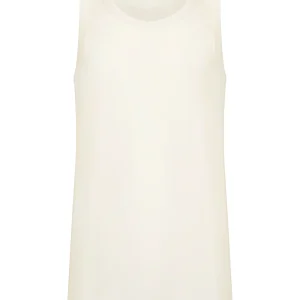 Sintonia - Canottiera spalla larga in tessuto doubleface - B.co Lana