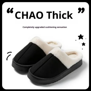 Ciabatte con Piattaforma Antiscivolo da Donna – Calde Pantofole Invernali per Interni con Suola Resistente