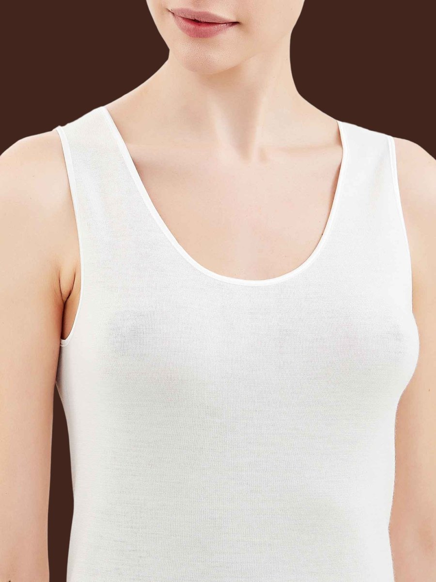 Sintonia - Canottiera spalla larga in tessuto doubleface - B.co Lana - immagine 5