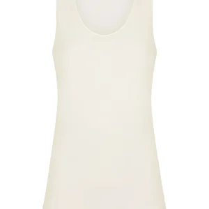 Sintonia - Canottiera spalla larga in tessuto doubleface - B.co Lana