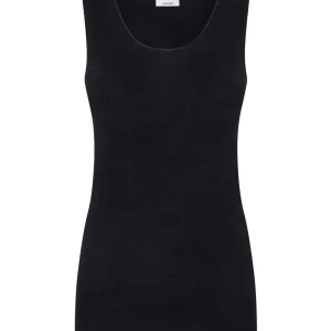 Sintonia - Canottiera spalla larga in tessuto doubleface - Nero