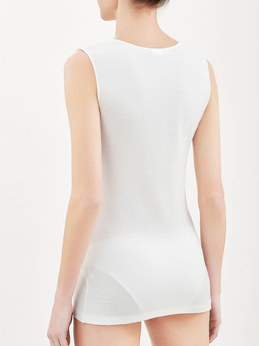 Sintonia - Canottiera confort in tessuto doubleface - B.co Lana - immagine 4