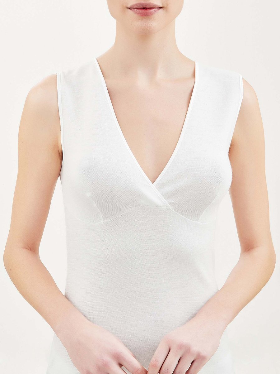 Sintonia - Canottiera confort in tessuto doubleface - B.co Lana - immagine 5