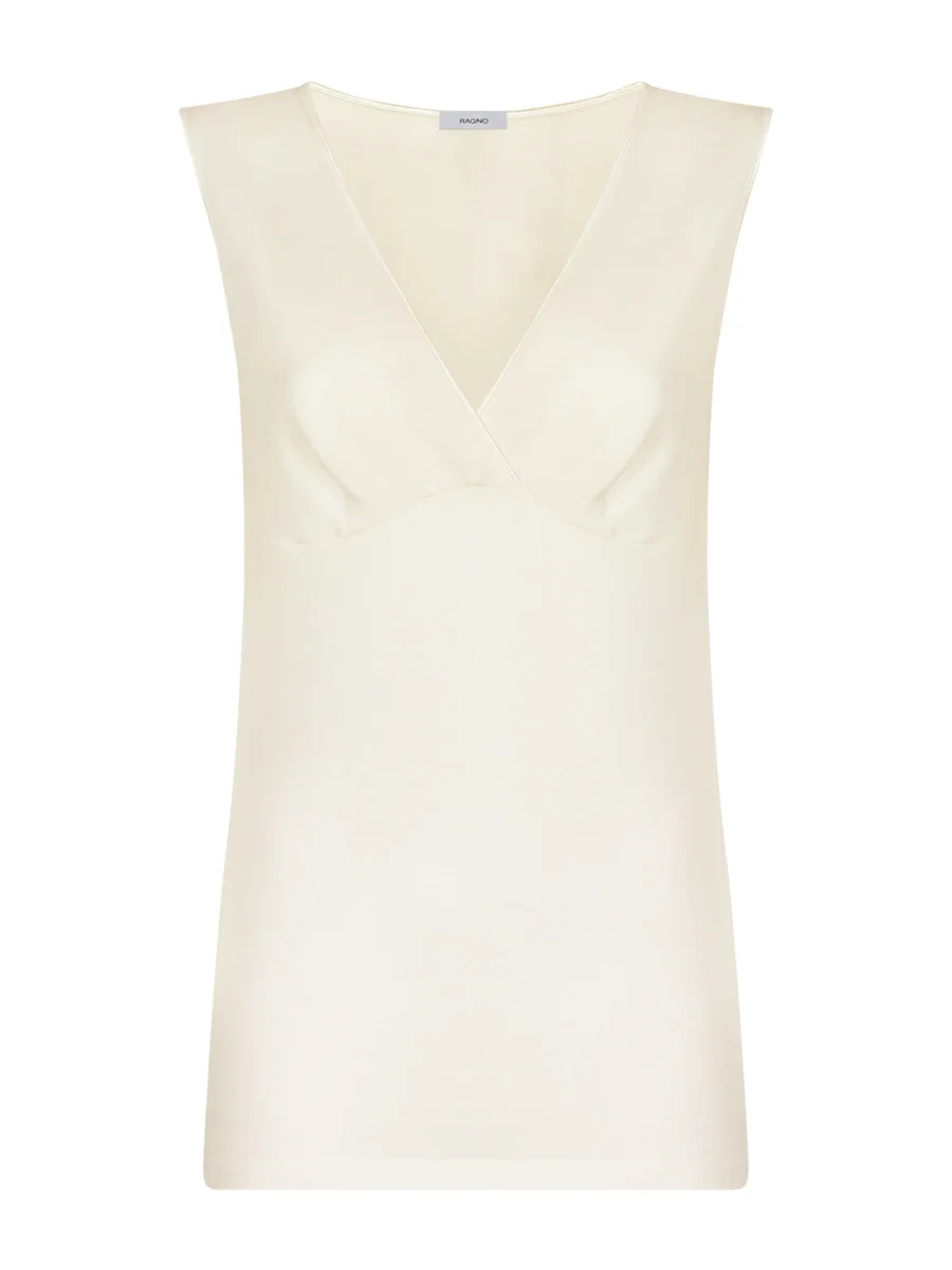 Sintonia - Canottiera confort in tessuto doubleface - B.co Lana - immagine 2