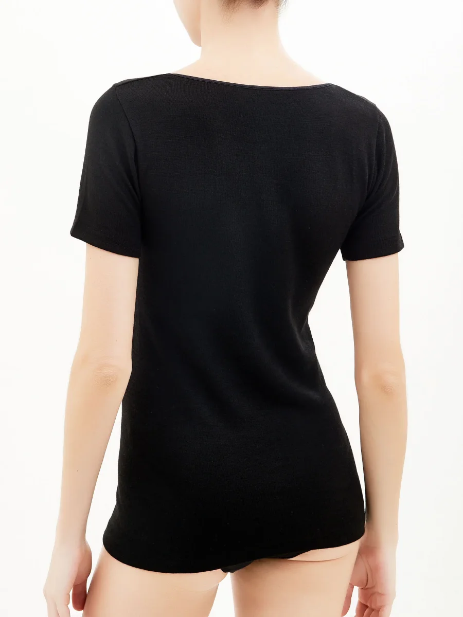 Sintonia - Maglietta a manica corta in tessuto doubleface - Nero - immagine 4