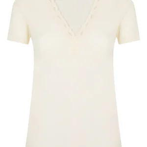 Merino Medium - Maglietta scollo a V in lana - B.co Lana