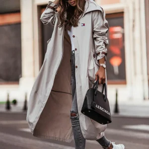 Lungo Cappotto da Donna con Cappuccio