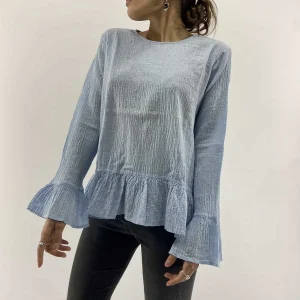 Camicia goffrata azzurra