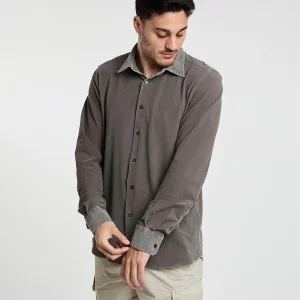 Camicia in piqué stone wash