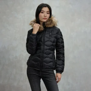 Piumino cucitura a onde - cappuccio con pelliccia