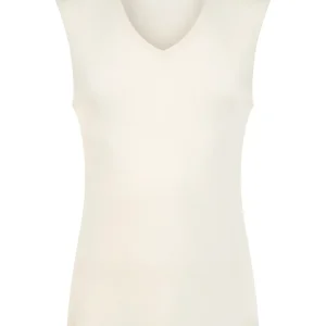 WSK - Maglietta smanicata in lana e seta - B.co Lana