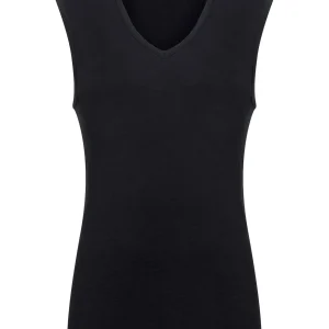 WSK - Maglietta smanicata in lana e seta - Nero