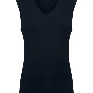 WSK - Maglietta smanicata in lana e seta - Bleu