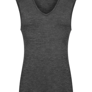 WSK - Maglietta smanicata in lana e seta - Ardesia Mel.