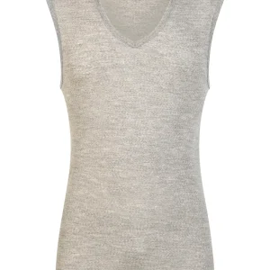 WSK - Maglietta smanicata in lana e seta - Vapore Mel.