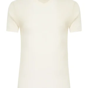 WSK - Maglietta scollo a V in lana e seta - B.co Lana