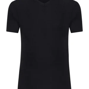WSK - Maglietta scollo a V in lana e seta - Nero