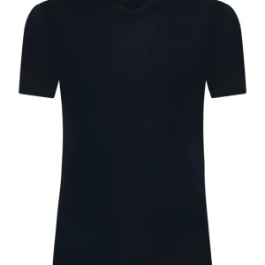 WSK - Maglietta scollo a V in lana e seta - Bleu