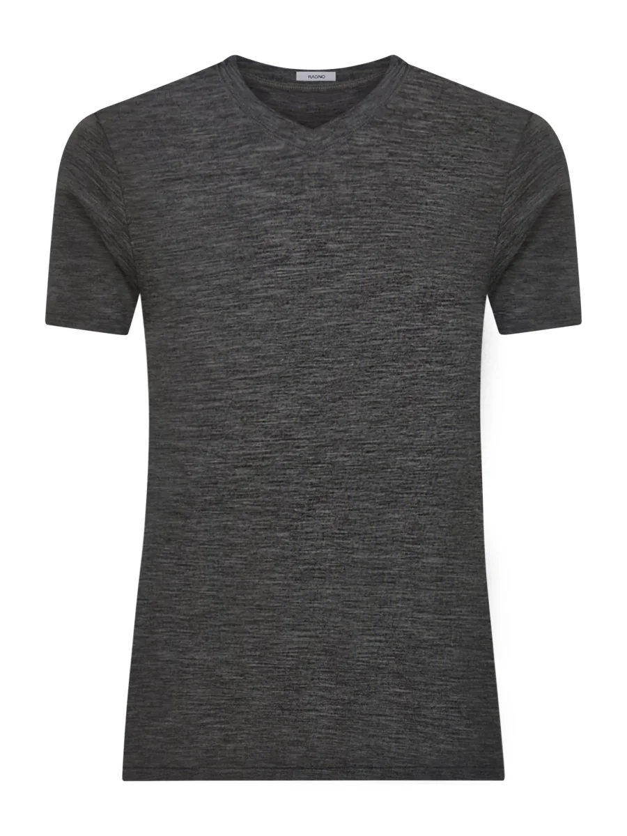 WSK - Maglietta scollo a V in lana e seta - Ardesia Mel. - immagine 2