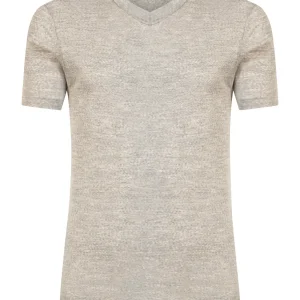 WSK - Maglietta scollo a V in lana e seta - Vapore Mel.