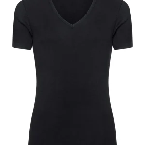 WSK - Maglietta scollo a V profondo in lana e seta - Nero