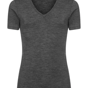 WSK - Maglietta scollo a V profondo in lana e seta - Ardesia Mel.