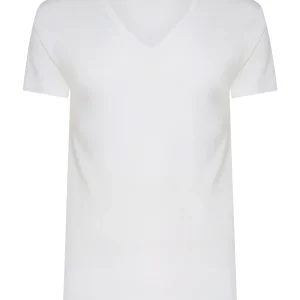 Silkotton - Maglietta con scollo a V in cotone mercerizzato - Bianco