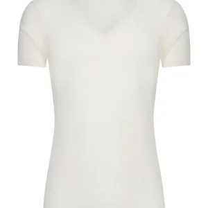 Wonderwool - Maglietta scollo a V in lana - B.co Seta