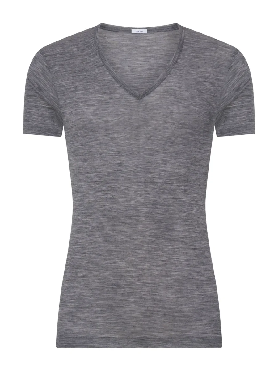 Wonderwool - Maglietta scollo a V in lana - Vapore Mel.