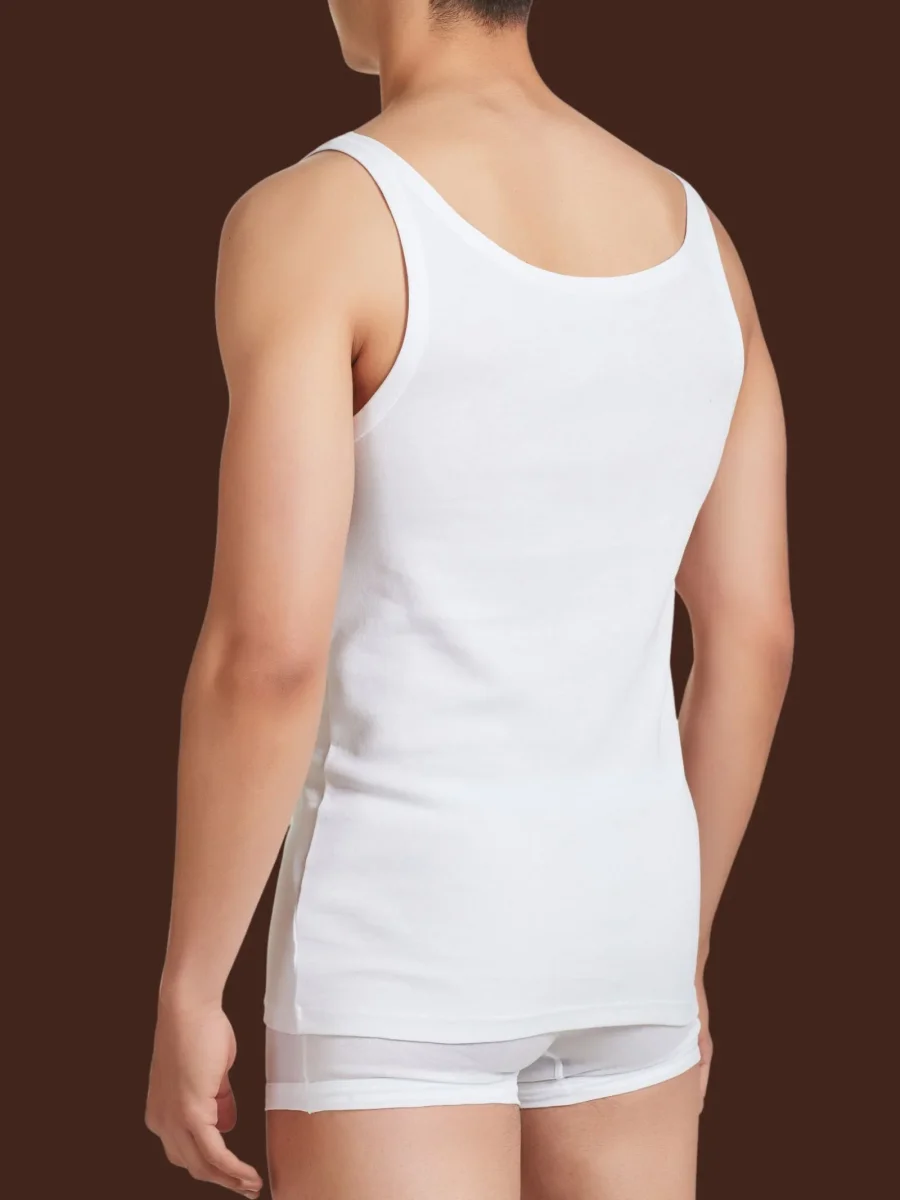 Rib - Canottiera spalla stretta in maglia unita di cotone - White - immagine 4