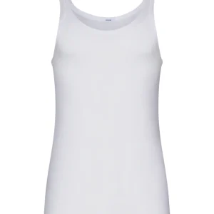 Rib - Canottiera spalla stretta in maglia unita di cotone - White