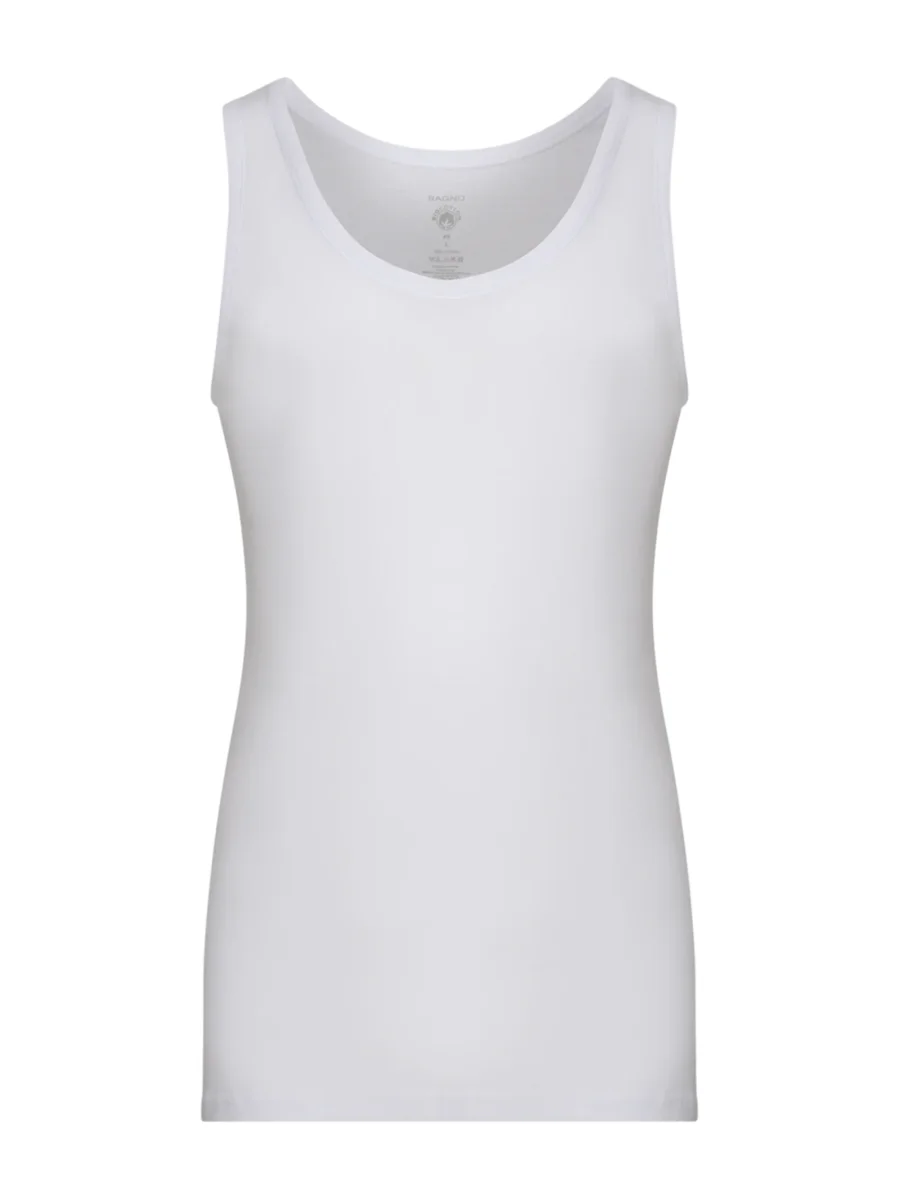Rib - Canottiera spalla larga in maglia unita di cotone - White - immagine 2