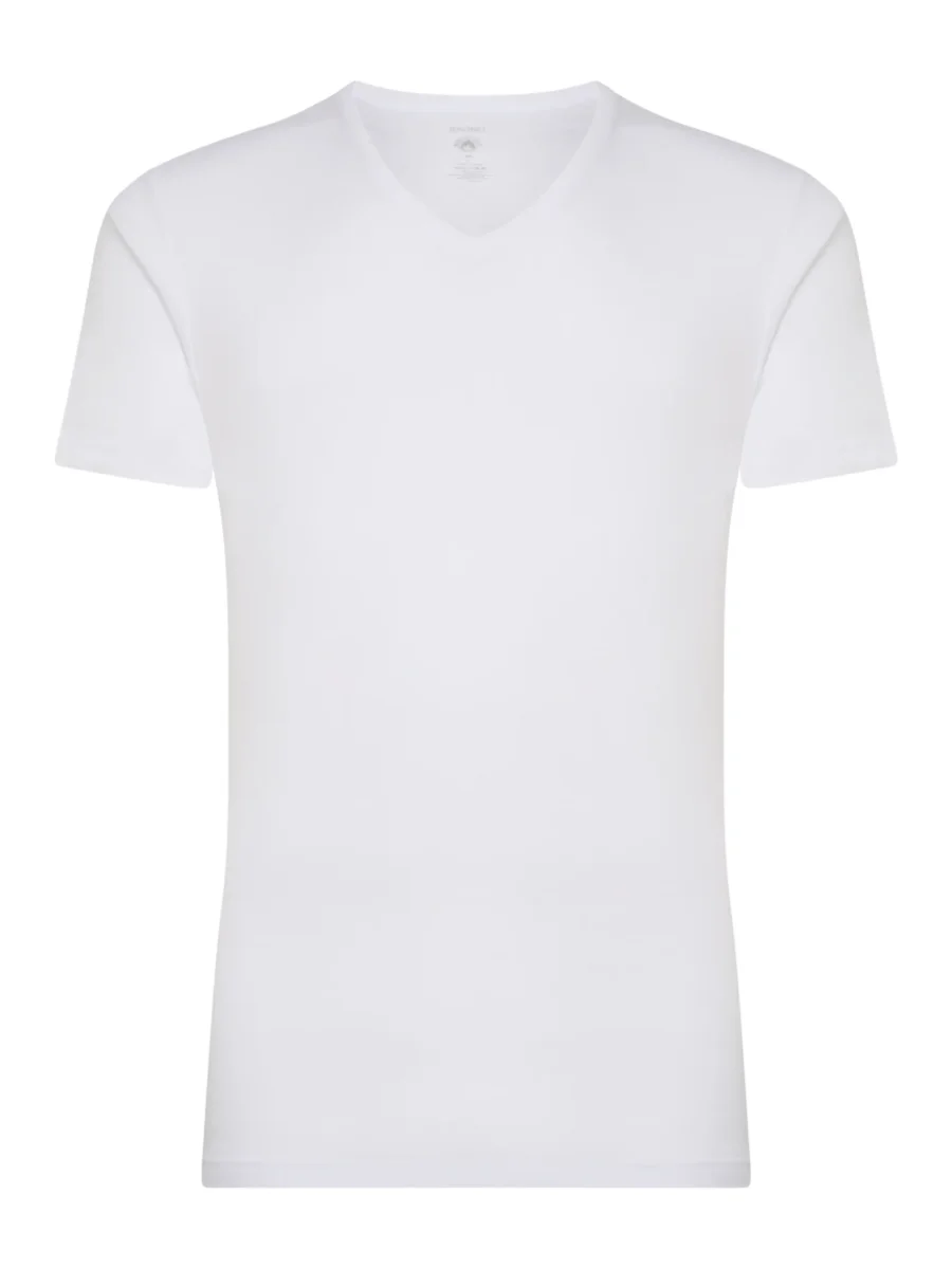 Rib - Maglietta scollo a V in maglia unita di cotone - White - immagine 2