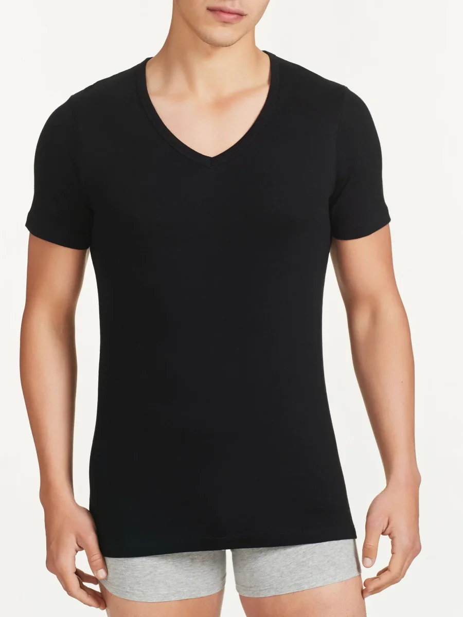 Interlock - Maglietta scollo a V in interlock di cotone - White - immagine 3