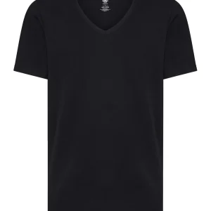 Interlock - Maglietta scollo a V in interlock di cotone - Nero