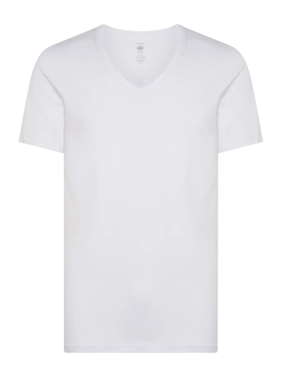 Interlock - Maglietta scollo a V in interlock di cotone - White - immagine 2