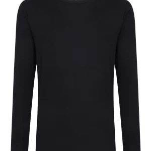 Interlock - Maglietta girocollo in interlock di cotone - Nero