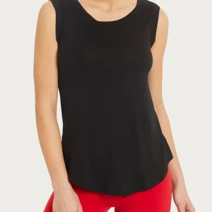 Top a spalla larga in Viscosa Summer - Nero
