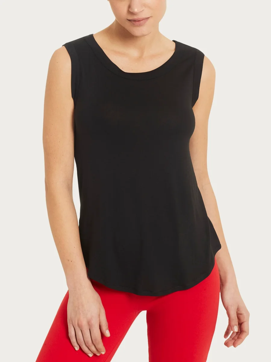 Top a spalla larga in Viscosa Summer - Nero - immagine 2