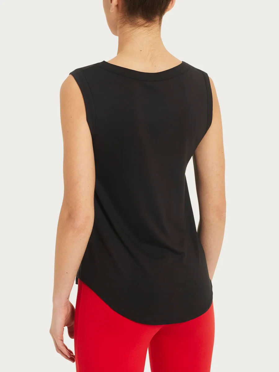 Top a spalla larga in Viscosa Summer - Nero - immagine 3