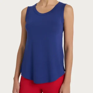 Top a spalla larga in Viscosa Summer - Blueberry