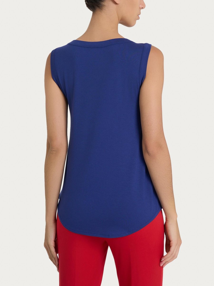Top a spalla larga in Viscosa Summer - Blueberry - immagine 3