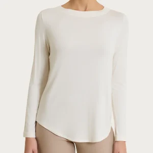 Maglietta con collo a barchetta in Eco Viscosa - Avorio